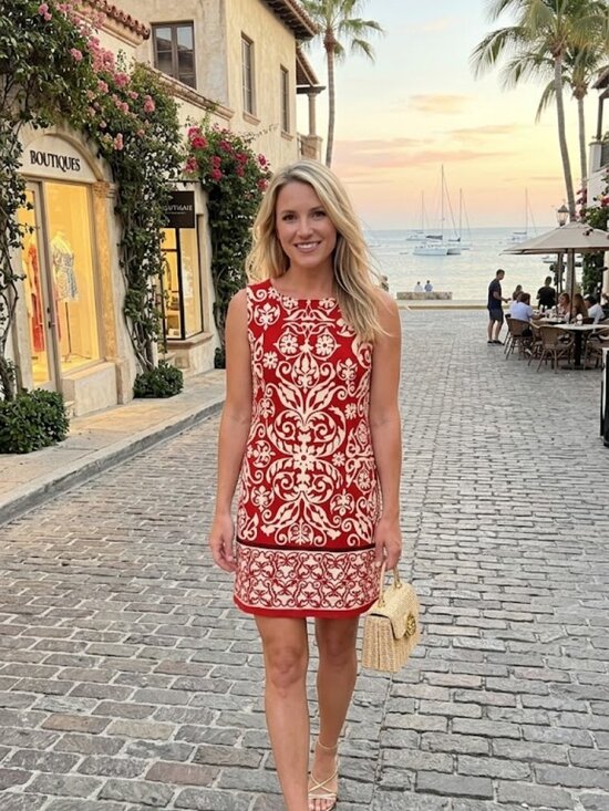 Vince Camuto Dresses & Skirts - NWT Vince Camuto Easy Breezy Haute Red Ikat Stretch Knit Resortwear Mini Dress